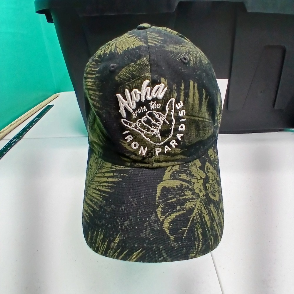 Under Armour Project Rock Hat OSFA Green Aloha Iron Paradise Camo Brahma Bull